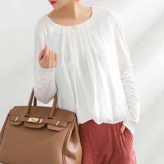 Long-sleeve Chiffon Knit Top