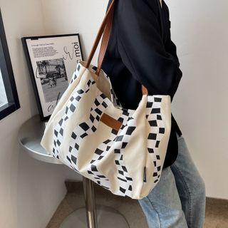Checker Print Panel Tote Bag