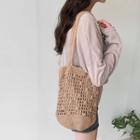Pompom Knit Shopper Bag