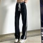 Lace Trim High-waist Dress Pants