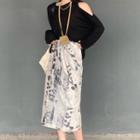Long-sleeve T-shirt / Tie Dye Midi Skirt