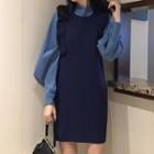 Sleeveless Knit Mini Dress / Puff Sleeve Shirt