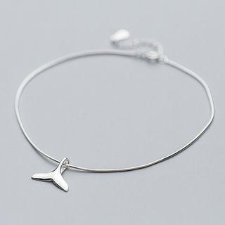925 Sterling Silver Whale Tail Pendant Anklet