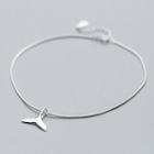 925 Sterling Silver Whale Tail Pendant Anklet
