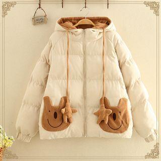 Bear Printed Lapel Plain Jacket
