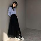 Mesh A-line Maxi Skirt Black - One Size