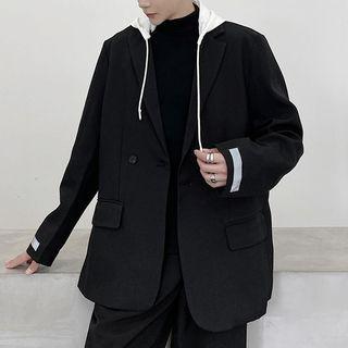 Contrast Trim Hooded Blazer