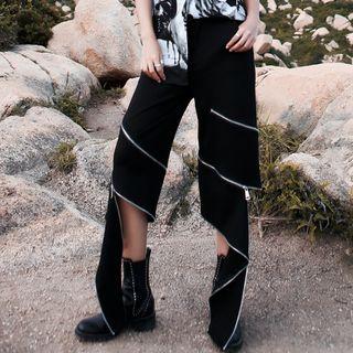 Irregular Zipper Wide Leg Pants
