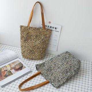 Leopard Print Corduroy Tote Bag
