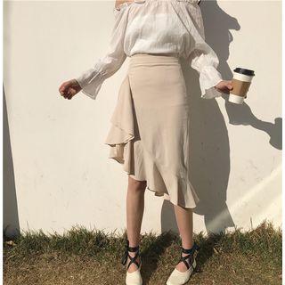 Ruffle Hem Asymmetrical A-line Skirt