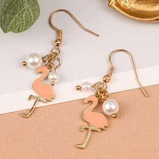 Flamingo Faux Pearl Alloy Dangle Earring