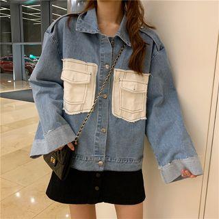 Long-sleeve Color Block Denim Jacket