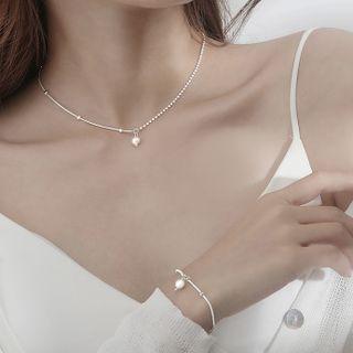 Faux Pearl Pendant Sterling Silver Necklace / Bracelet / Anklet / Choker