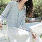 3/4-sleeve V-neck Lace Jacket