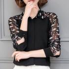 Printed Chiffon Panel Blouse