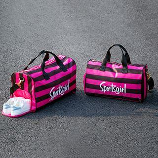 Lettering Striped Carryall Bag