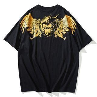 Short-sleeve Monkey Dragon Print T-shirt