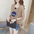 Set: 3/4-sleeve Sequin T-shirt + Camisole Top