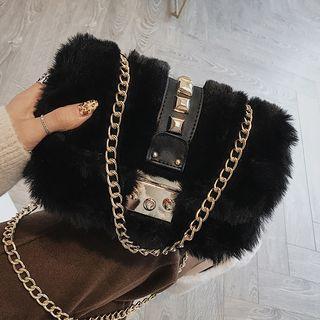 Studded Fleece Crossbody Bag
