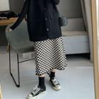 Checkered Knit A-line Skirt