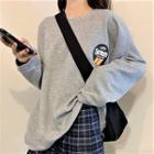 Couple Matching Printed Sweatshirt Gray - One Size