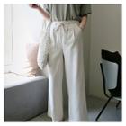 Pleated Linen Blend Pants Beige - One Size