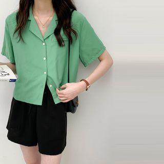 Plain Oversized Cropped Shirt