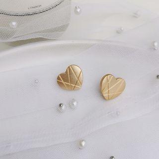 Heart Stud Earring 1 Pair - S925 Silver - Ear Studs - One Size