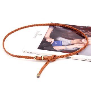 Braided Faux Leather Slim Belt