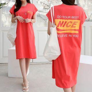 Cap-sleeve Letter Print T-shirt Dress
