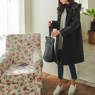 Hooded Stand-collar Light Coat