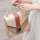 Snap-button Woven Tote Bag