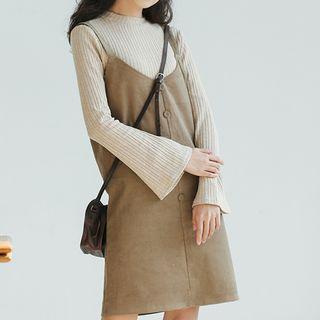 Plain Corduroy Spaghetti Strap Dress