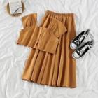 Set: Sleeveless Crop Top + Midi A-line Skirt