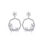 Fashion Simple Geometric Flower Earrings With Cubic Zirconia Silver - One Size