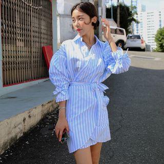 Striped Wrapped Shirtdress