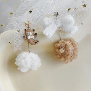 Bear Pom Pom Dangle Earring