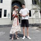 Couple Matching Elbow-sleeve Dress / T-shirt / Shorts / Set