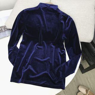 Long-sleeve Plain Top Blue - S