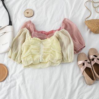 Off-shoulder Zip-front Cropped Top