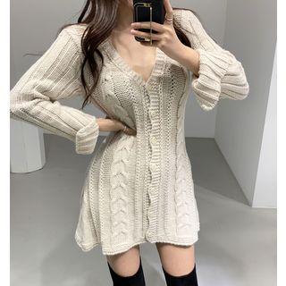 Long-sleeve Mini Cable-knit Dress