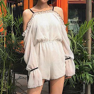 Cold Shoulder Long-sleeve Playsuit