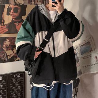 Reversible Color Block Hooded Zip Jacket