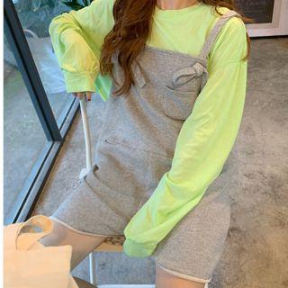Plain Long-sleeve Loose-fit T-shirt / Loose-fit Jumper Shorts