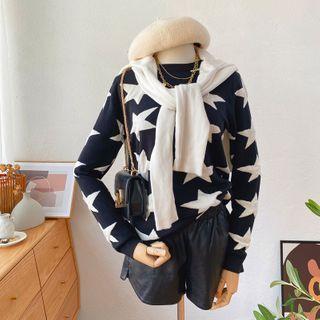 Long-sleeve Star Print Knit Top