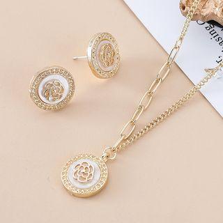 Flower Alloy Earring / Pendant Necklace