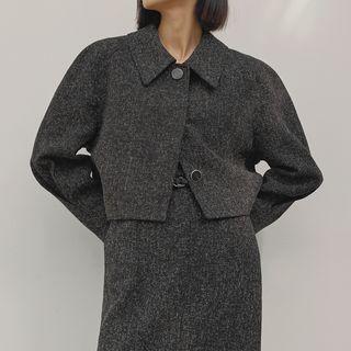 Raglan Puff-sleeve Cropped Jacket Black - One Size