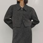 Raglan Puff-sleeve Cropped Jacket Black - One Size