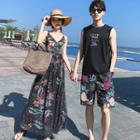 Couple Matching Spaghetti Strap Maxi Dress / Tank Top / Shorts