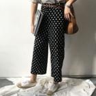 Dotted Wide Leg Pants With Belt
